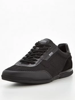 Image of Hugo Boss Saturn Low Profile Mesh Trainers Black Size 9 Men