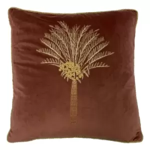 Image of Desert Palm Embroidered Velvet Cushion