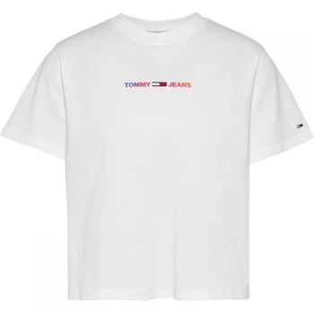 Image of Tommy Jeans Crop Multi Linear T Shirt - White Ybr