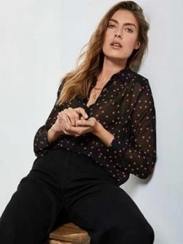 Image of Mint Velvet Star Print Longline Blouse - Black