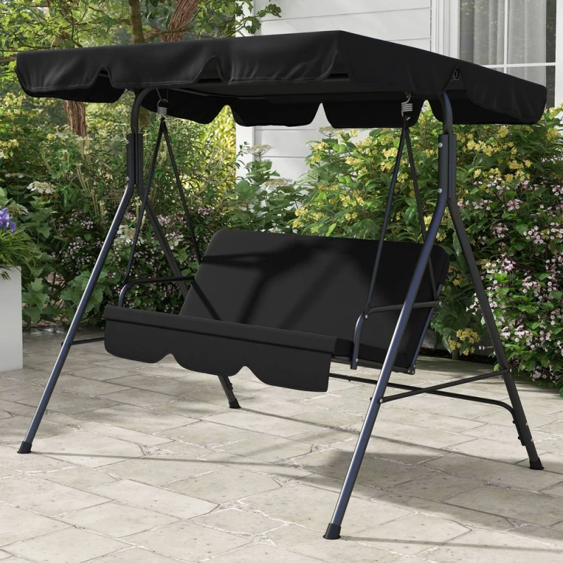 Image of Outsunny Outdoor 3-person Porch Swing Chair - Black 84A-054V05BK
