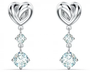 Image of Swarovski Lifelong Heart Pierced Earrings Rhodium Plated Jewellery