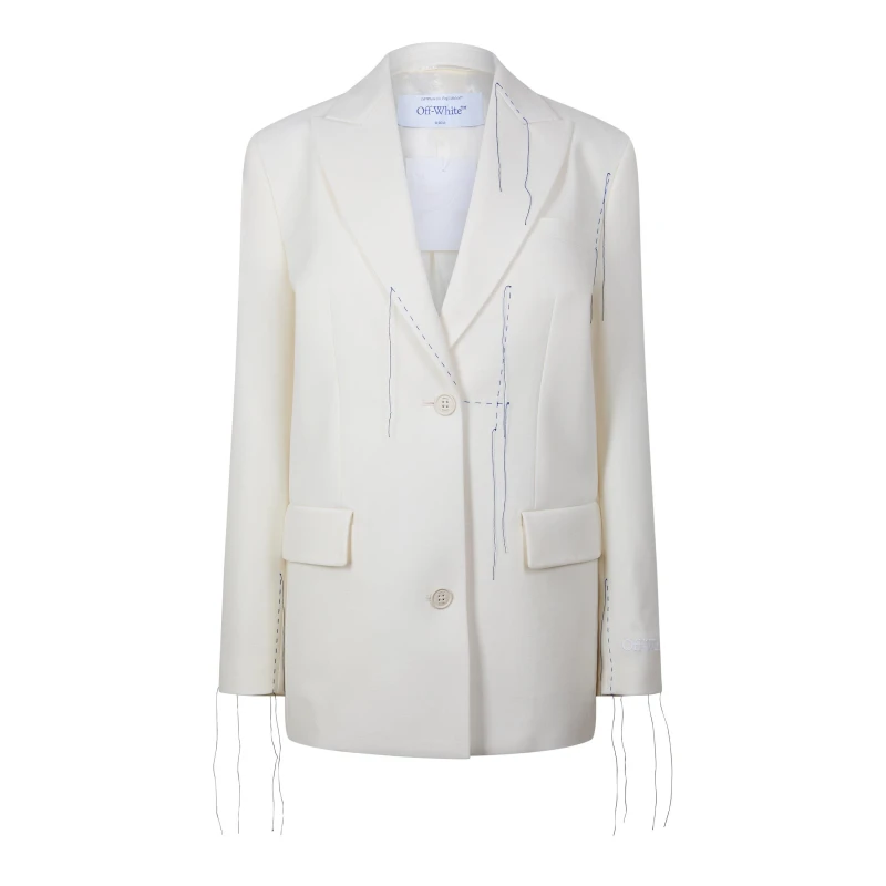 Image of Off White Womens Wool Stitching Tomboy Softshell Jacket White female XXS (36)