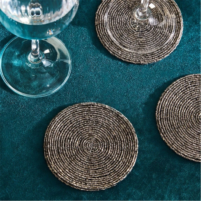 Image of Biba Biba Beaded Coasters Set of 4 - Black One Size