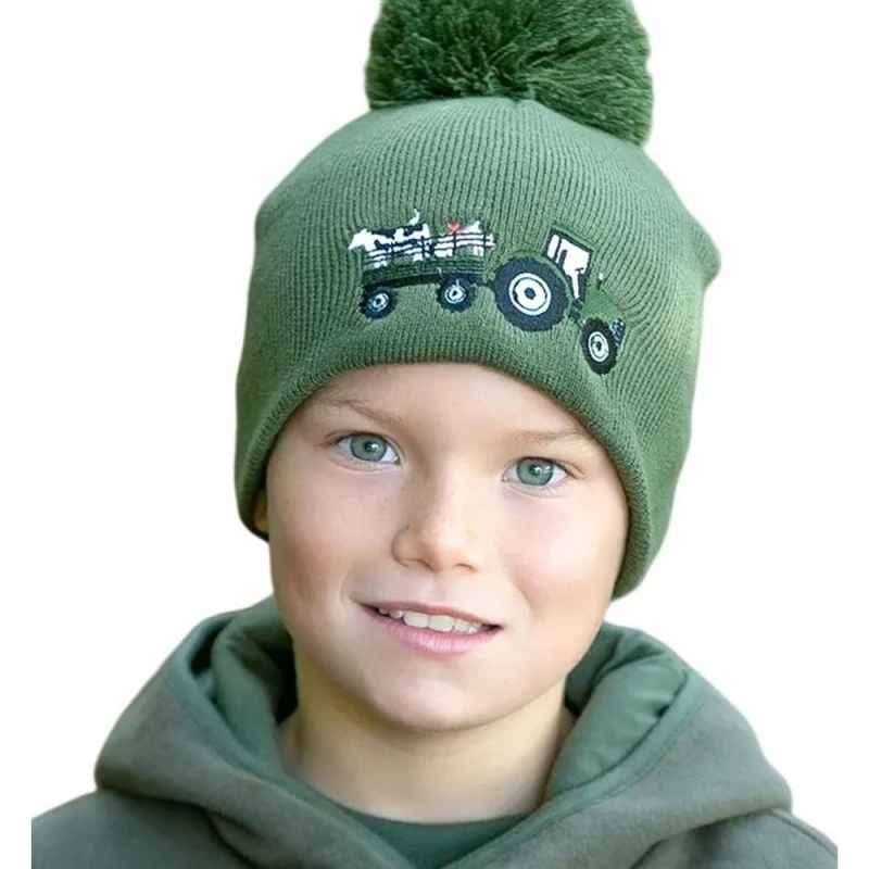 Image of Little Knight Farm Collection Bobble Beanie in Dark Olive Dark Olive Unisex One Size