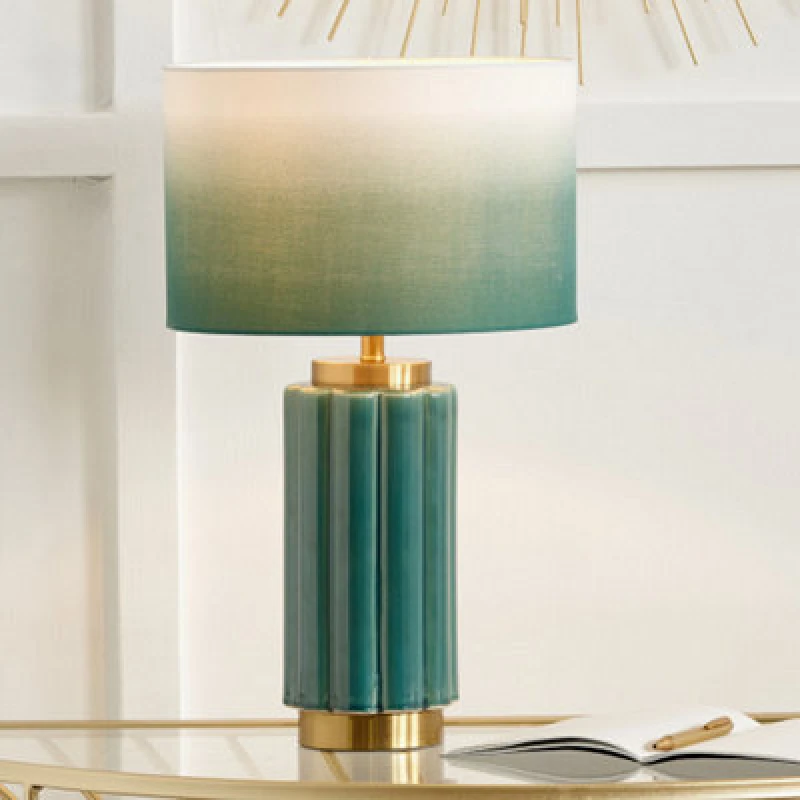 Image of Lushan Scalloped Ceramic Table Lamp Teal (Green)