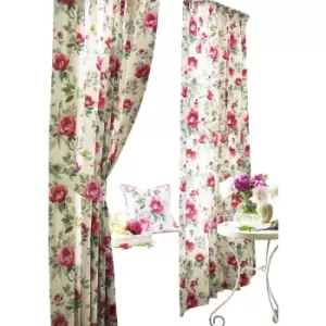Image of Furn Peony Vibrant Coloured Floral Pleat Curtains (168cm x 229cm) (Fuchsia) - Fuchsia