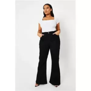 Image of I Saw It First Black Plus Size Skinny Fit Flared Jeans - Black