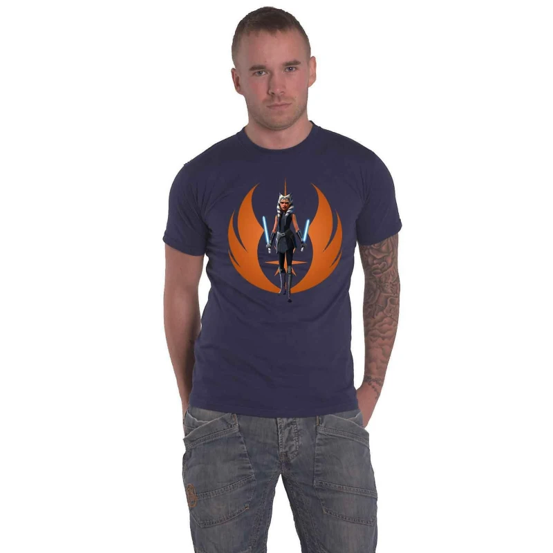 Image of Star Wars Star Wars Men Ahsoka Rebel Pose T-Shirt in Navy Size: Small Navy S Male 5059958517561