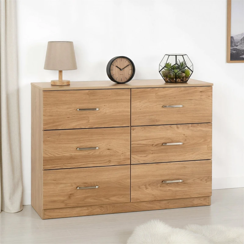 Image of Seconique Dakotia 6 Drawer Chest in Light Oak Light Oak Unisex