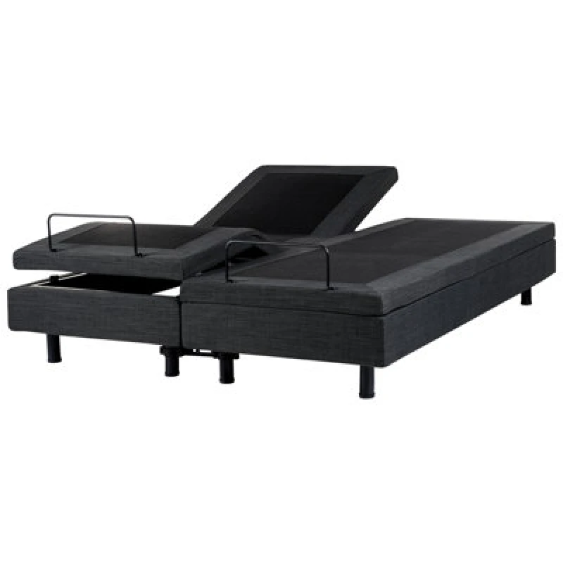 Image of Beliani Adjustable Bed Without Headboard Fabric Duke 160 X 200 Cm (Eu King Size) Dark Grey