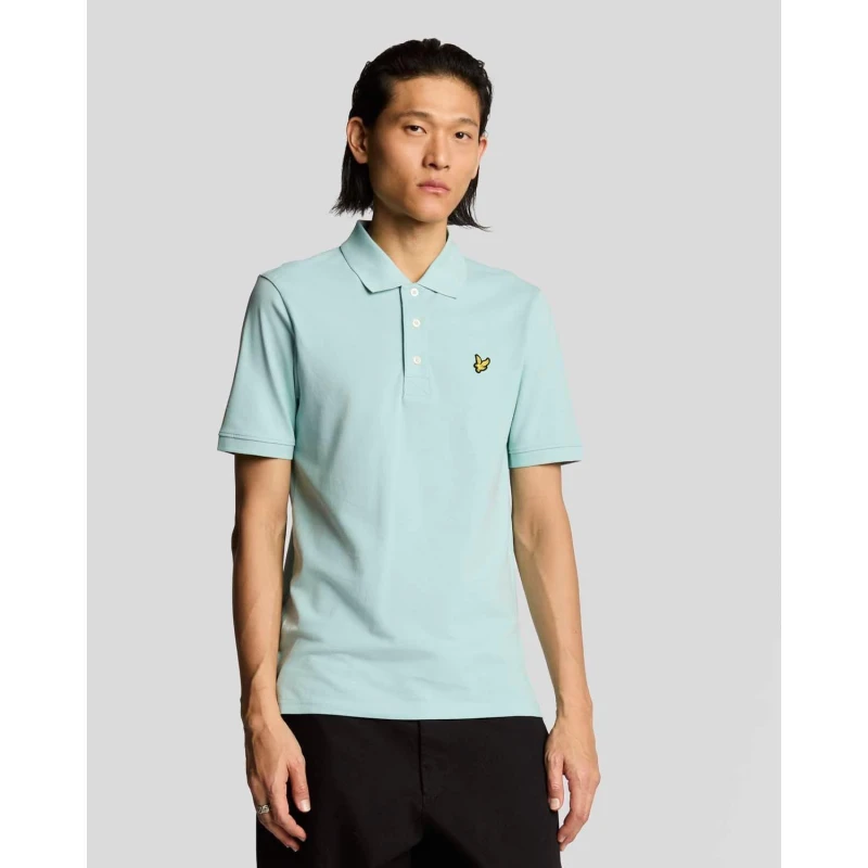 Image of Lyle and Scott Plain Cotton Polo Shirt Blue male M