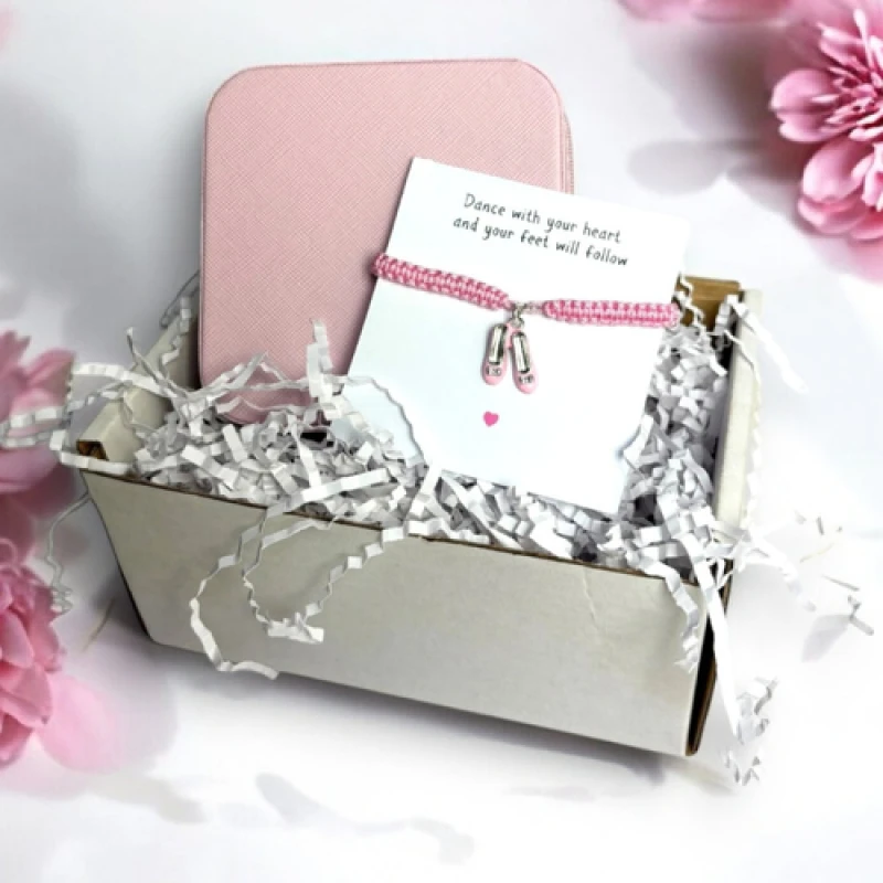 Image of Aye Do Gifts Ballet Shoes Friendship Bracelet & Jewellery Box Gift Hamper Girls Birthday Gift For A Dancer Dance Gifts Girls Christmas Present