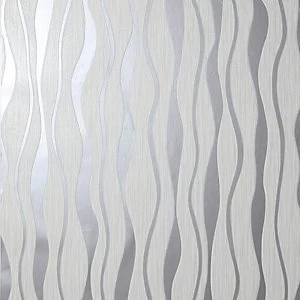 Image of Arthouse Metallic Wave Glitter Wallpaper White/ Silver