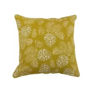 Image of Furn Irwin Woodland Print Cushion Cover, Mustard, 45 x 45 Cm