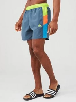 Image of Adidas Colourblock Clx Swim Shorts - Blue