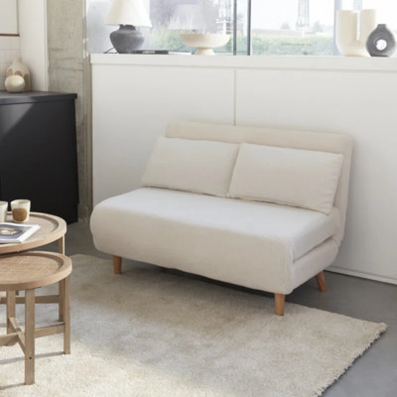 Image of sweeek 2-seater Scandi-style Folding Sofa Bed White
