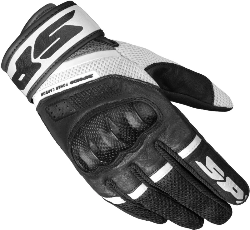 Image of Spidi Power Carbon Gloves Black White Size XL