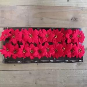 Image of 5 x Pack of 4 clip on Red Christmas 10cm Poinsettias Decorations for Tree Wreath Garland Flower Craft