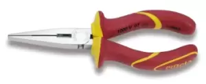 Image of Beta Tools 1162MQ VDE 1000V Insulated Long Flat Nose Pliers 200mm 011620100