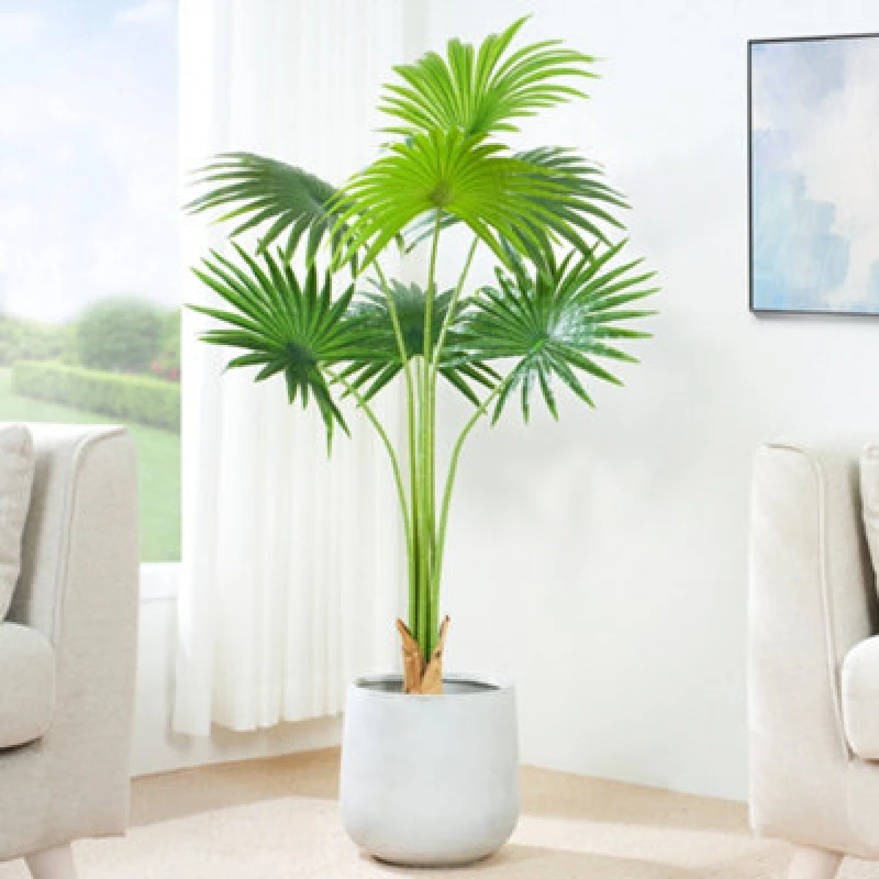 Image of MCC Direct Artificial Fake Fan palm Tree Plant with Plastic Planter Pot 120cm Multi