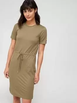 Image of Superdry Drawstring T-Shirt Dress - Green, Size 12, Women
