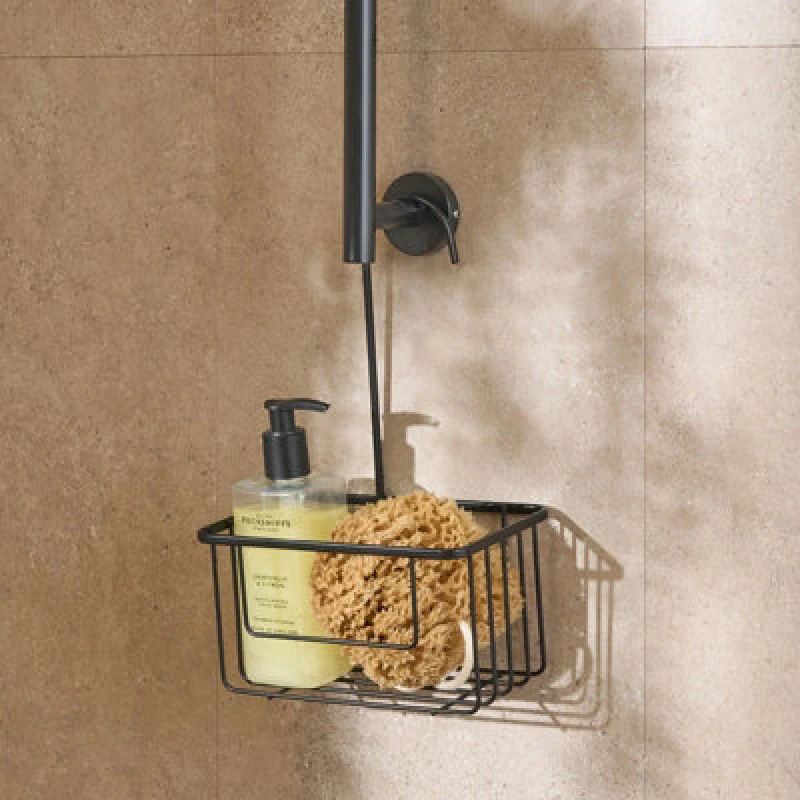 Image of OHS OHS Metal Shower Caddy Hanging Shampoo Organiser Storage in Black One Size Unisex 5027434234486