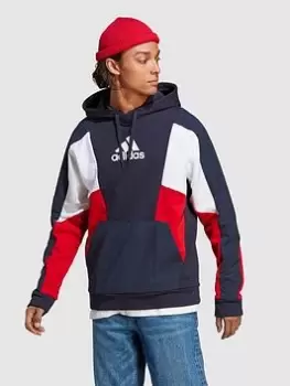 Image of adidas Sportswear Essentials Colourblock Hoodie - Navy, Size 2XL, Men