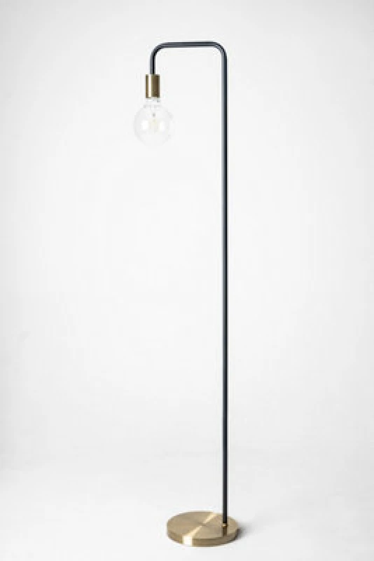 Image of K LIVING Industrial Style Floor Lamp with an Antique Brass and Black Finish Black unisex