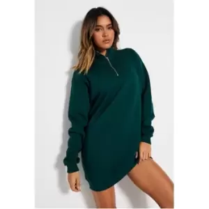 Image of I Saw It First Half Zip Oversized Sweatshirt Dress - Green