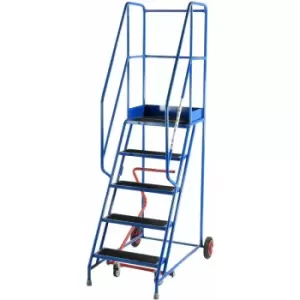 Image of 5 Tread Mobile Warehouse Stairs Anti Slip Steps 2.25m Portable Safety Ladder