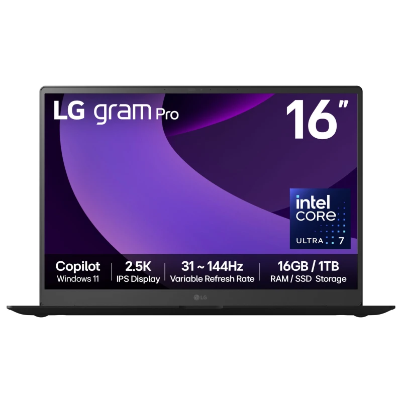 Image of LG Gram Pro 16Z90TP-G 16" Hybrid AI Laptop - Intel Core Ultra 7 255H, 1TB SSD, 16GB RAM - Black - [2025] 16Z90TP-G.AA78A1