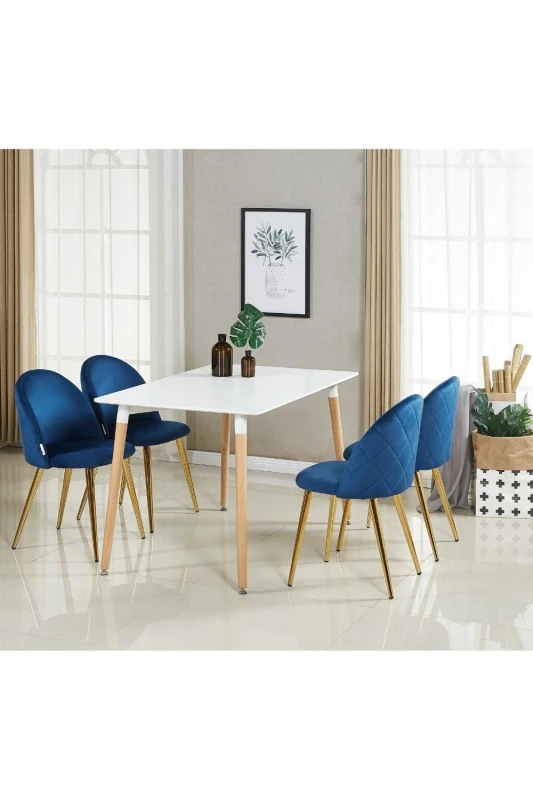 Image of Life Interiors Life Interiors 'Lucia Halo' Dining Set with a Table and Chairs Set of 4 in Baby Blue Baby Blue One Size Unisex 5060632406217