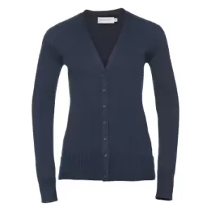 Image of Russell Collection Ladies/Womens V-neck Knitted Cardigan (2XL) (French Navy)