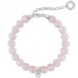 Image of THOMAS SABO Pink Rose Quartz Charm Club Bracelet X0227-034-9
