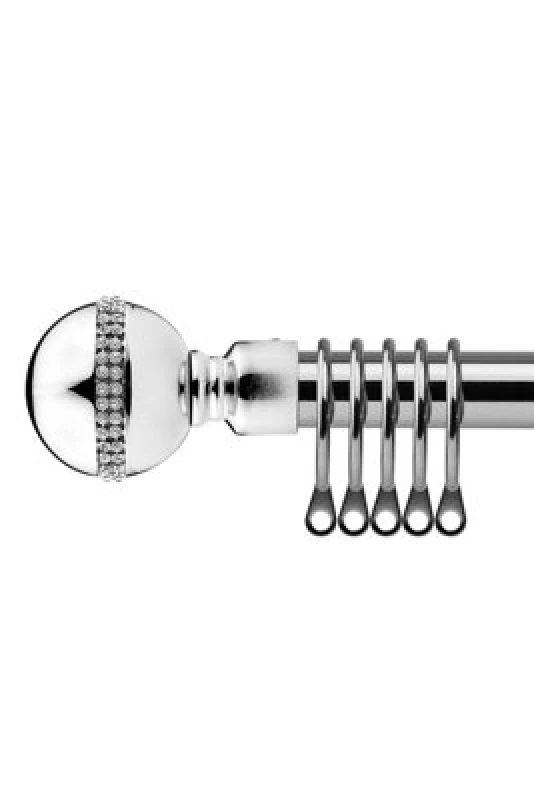 Image of 16-19mm Bejeweled Extendable Metal Curtain Pole Set Chrome 160-300Cm