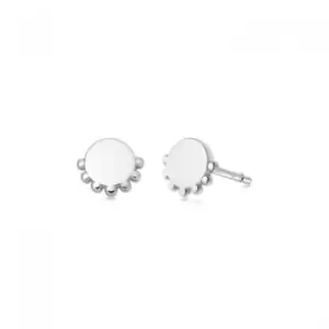 Image of Stacked Round Beaded Stud Sterling Silver Earrings EB8019_SLV