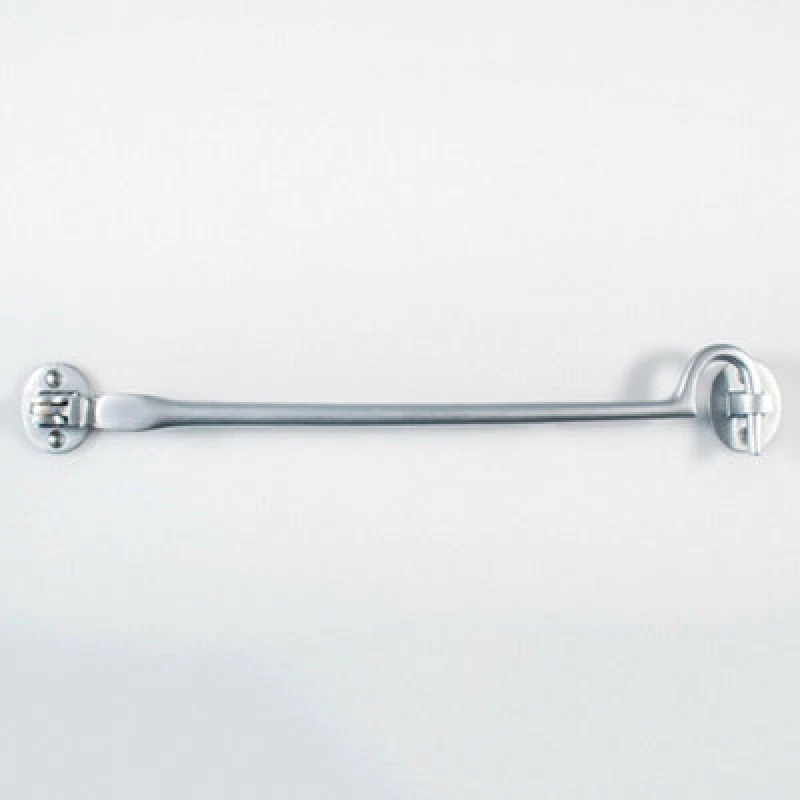 Image of Loops Heavy Duty Cabin Hook & Eye Satin Chrome 305mm Arm Cabinet Hatch Lock Multi