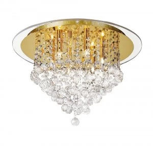 Image of Flush Ceiling 6 Light French Gold, Crystal