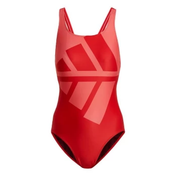 Image of adidas Logo Graphic Swimsuit Womens - Vivid Red / Semi Turbo