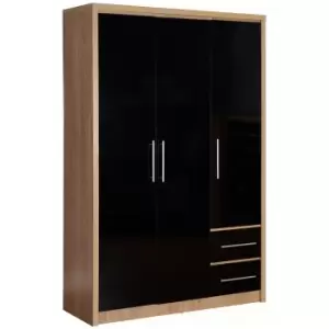 Image of Seville Triple, 2 Drawer Wardrobe Black and Brown