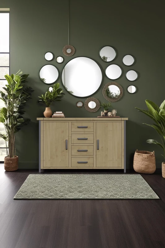 Image of FWStyle FWStyle 2 Door 4 Drawer Large Solid Pine Sideboard in Brown Brown One Size Unisex 5056413124111