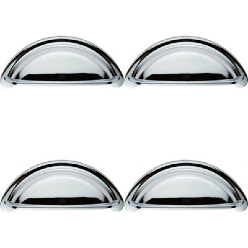 Image of Loops 4x Cabinet Cup Pull Handle 94 x 41.5mm 76mm Fixing Centres Polished Chrome Multi unisex