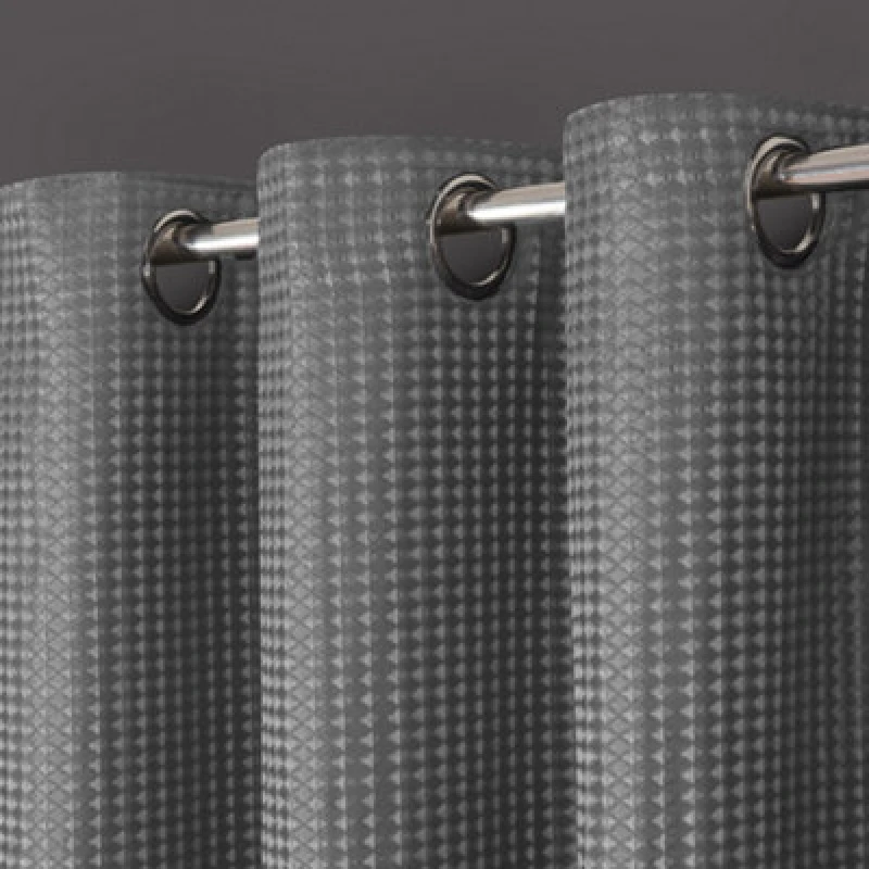 Image of Velosso Waffle Weave Total Blackout Jacquard Eyelet Header Curtains in Silver Size: 117cm width x 183cm drop Silver Unisex 117cm width x 183cm d