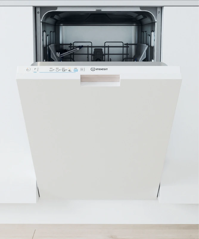 Image of Indesit Push&Go IN2ID10CS80UK Fully Integrated Slimline Dishwasher - White Control Panel with Fixed Door Hinge Kit - D Rated