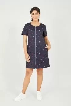 Image of Navy Lobster Print Zip Front Tunic
