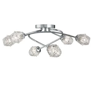 Image of Searchlight Lighting Collection Grace 6-Light Glass Flush Ceiling Light