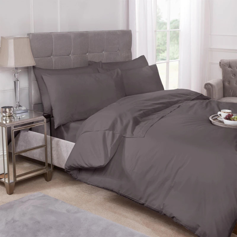 Image of Emma Barclay Duvet Set 180 Thread Count Polycotton Percale Grey unisex Single