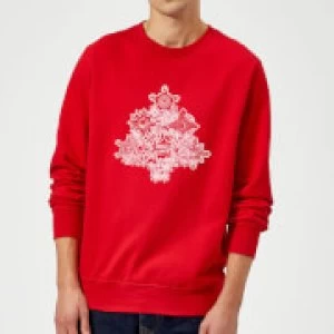 Image of Marvel Comics Marvel Shields Christmas Tree Red Christmas Sweatshirt - S - Red