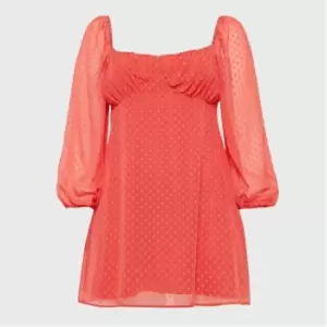 Image of Missguided Plus Size Dobby Milkmaid Mini Dress - Red